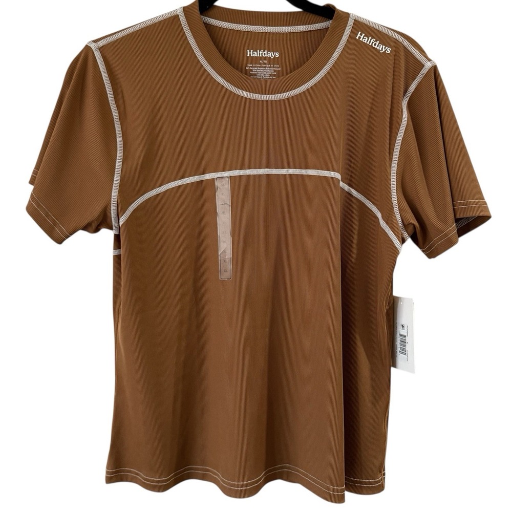 Halfdays Mollie Performance T Shirt Womens XL Nuthatch Brown Hiking Gym New‎ - Picture 2 of 8